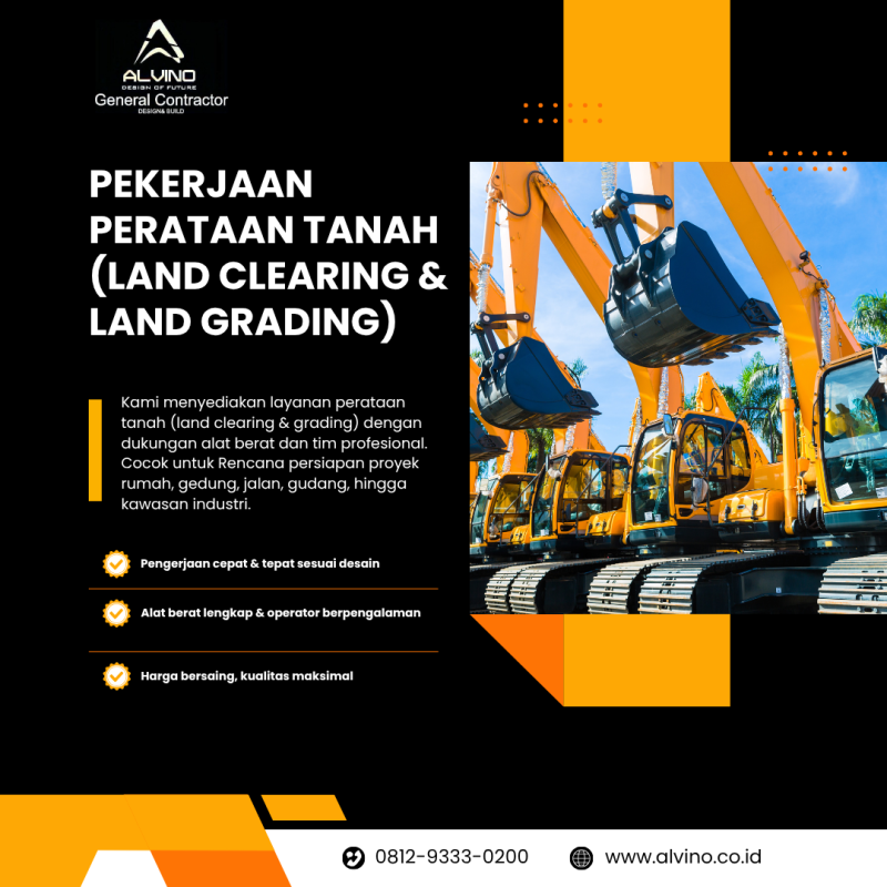 Land Clearing (Pembersihan Lahan),Stripping (Pengupasan Top Soil),Cut and Fill (Galian dan Timbunan),Land Grading (Perataan Kontur Tanah),Soil Compaction (Pemadatan Tanah),Backfilling (Pengurugan Kembali),Slope Shaping (Pembentukan Kemiringan),Drainage Preparation (Persiapan Saluran Drainase),jasa sewa alat berat,jasa perataan tanah cikarang,jasa perataan tanah cikarang selatan,jasa perataan tanah cikarang barat,jasa perataan tanah cikarang timur,jasa perataan tanah cikarang utara,jasa perataan tanah cikarang pusat,jasa perataan tanah Bekasi,jasa perataan tanah Bekasi barat,jasa perataan tanah Bekasi timur,jasa perataan tanah Bekasi kota,jasa perataan tanah Bekasi selatan,jasa perataan tanah Bekasi utara,jasa perataan tanah jakarta,jasa perataan tanah karawang,jasa perataan tanah bogor