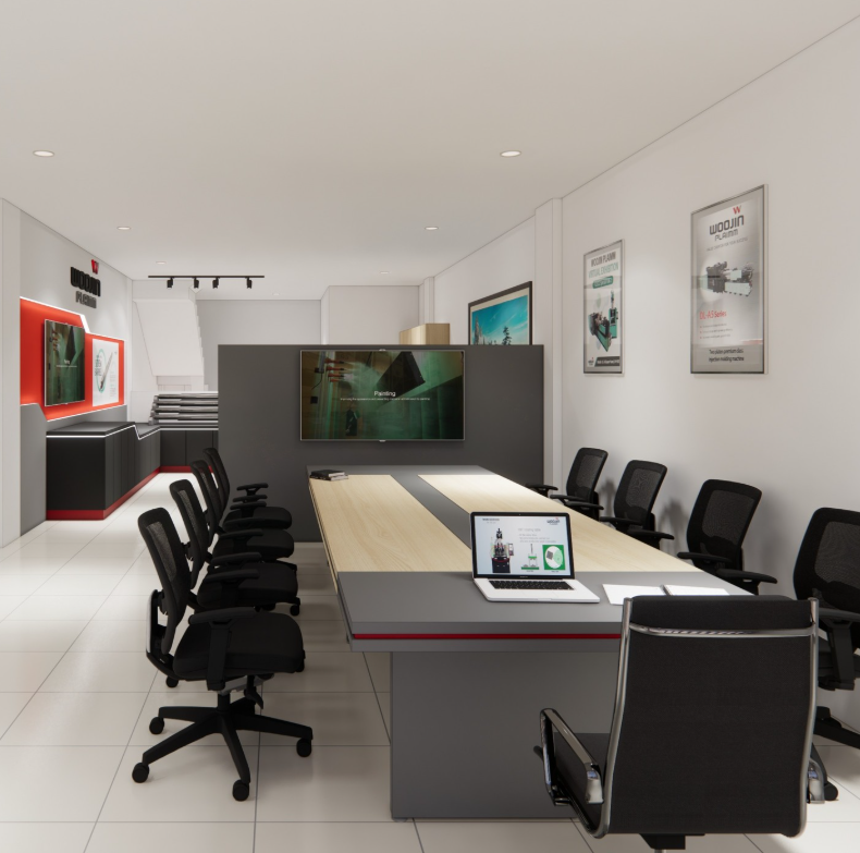 meja kantor custom modern elegan buatan CV Alvino Cikarang