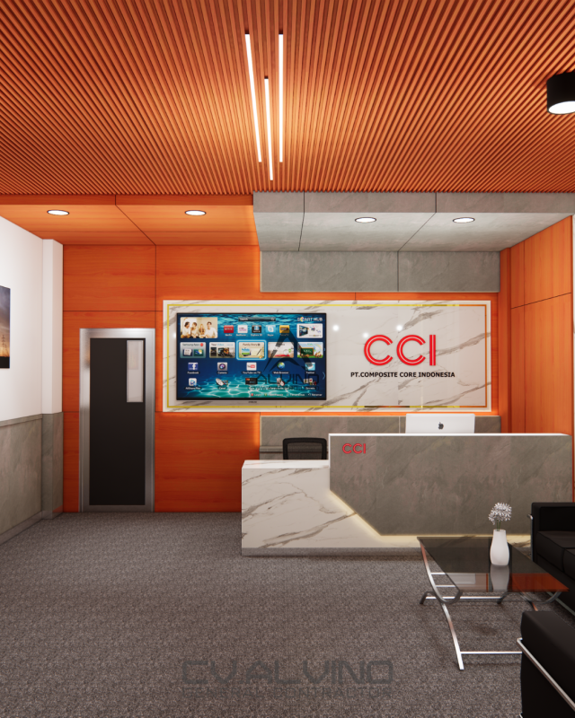 desain lobby kantor modern minimalis elegan